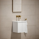 Volini Matte White Mini Cloakroom Vanity Unit with Stone Basin 400mm