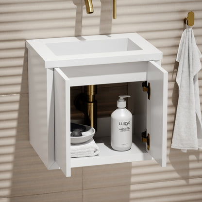 Volini Matte White Mini Cloakroom Vanity Unit with Stone Basin 400mm