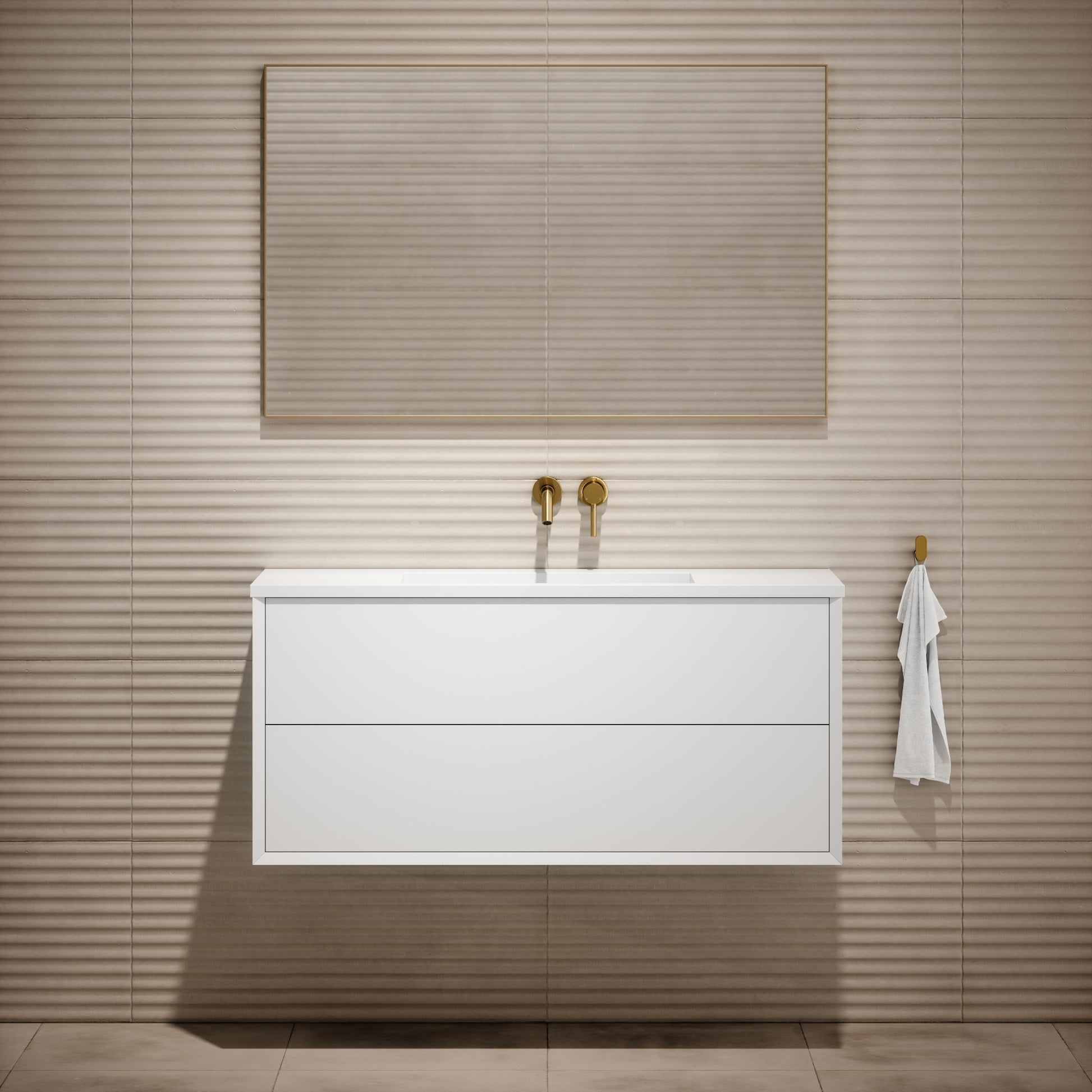 Volini Matte White Vanity Unit with Stone Basin 1200mm
