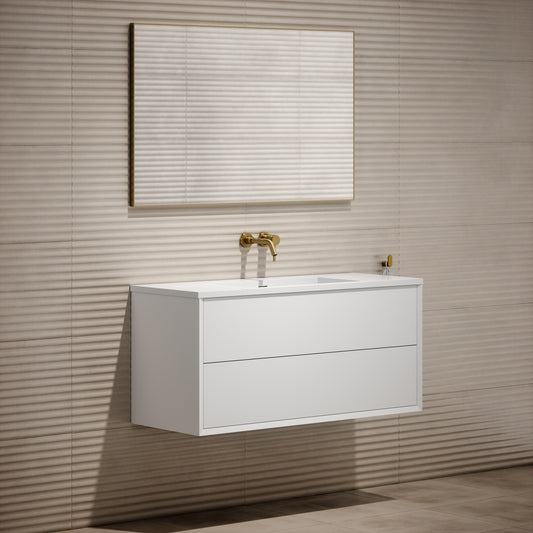 Volini Matte White Vanity Unit with Stone Basin 1200mm