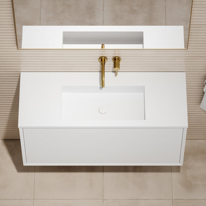 Volini Matte White Vanity Unit with Stone Basin 1200mm