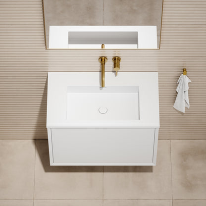 Volini Matte White Vanity Unit with Stone Basin 800mm