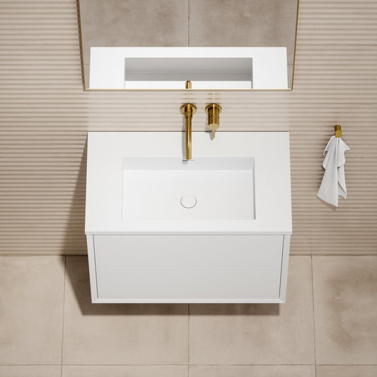 Volini Matte White Vanity Unit with Stone Basin 800mm