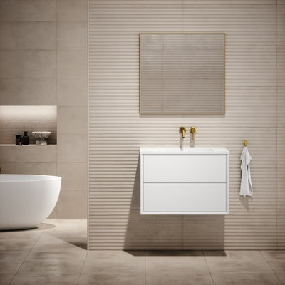 Volini Matte White Vanity Unit with Stone Basin 800mm
