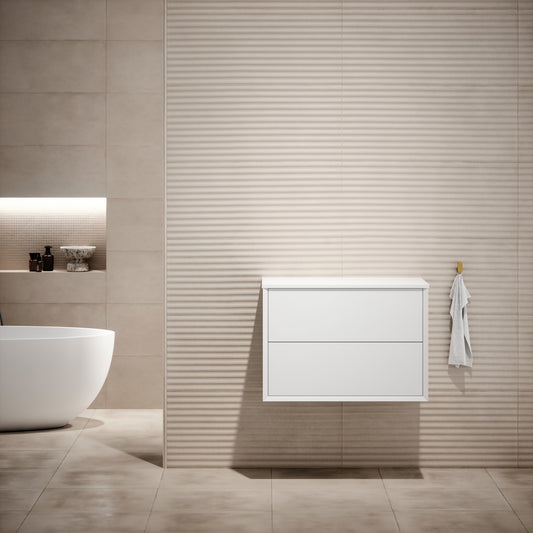 Volini Matte White Vanity Unit with Stone Countertop 800mm