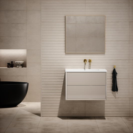 Volini Polished Cappuccino Vanity Unit with Stone Basin 800mm