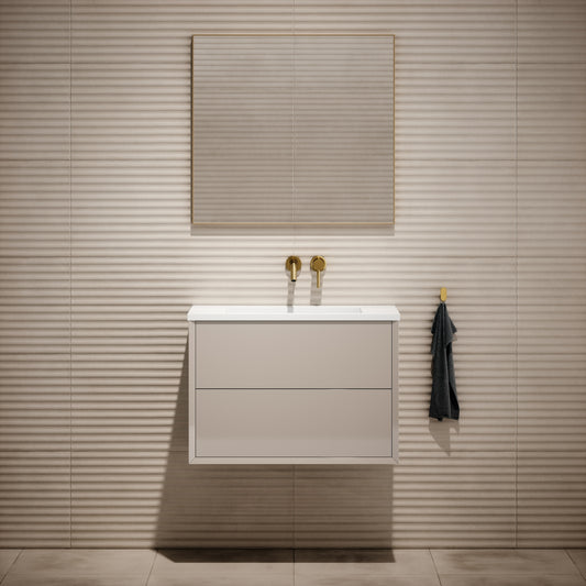 Volini Polished Cappuccino Vanity Unit with Stone Basin 800mm