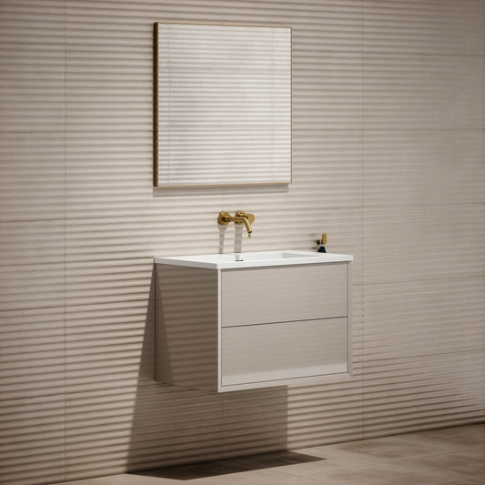 Volini Polished Cappuccino Vanity Unit with Stone Basin 800mm