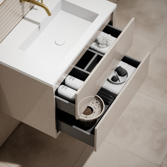 Volini Polished Cappuccino Vanity Unit with Stone Basin 800mm