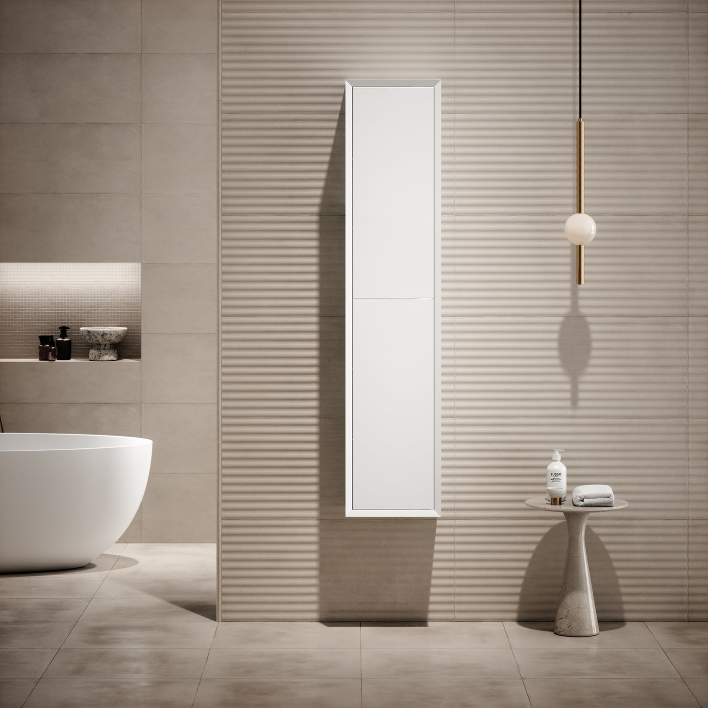 Volini Polished White Bathroom Storage Cabinet 350mm