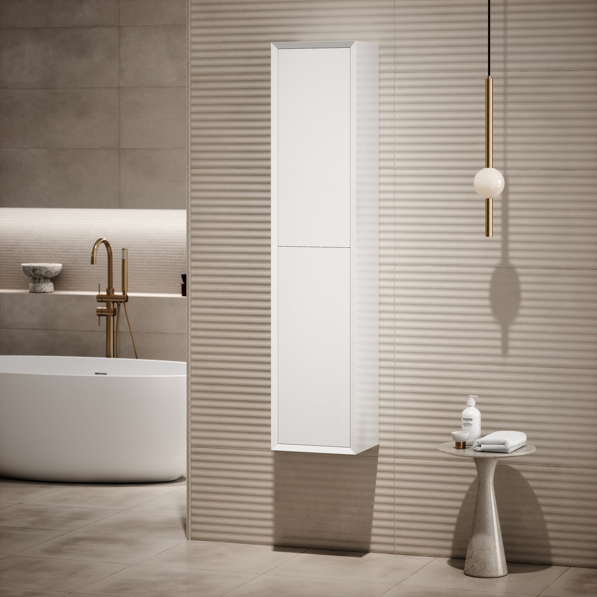 Volini Polished White Bathroom Storage Cabinet 350mm
