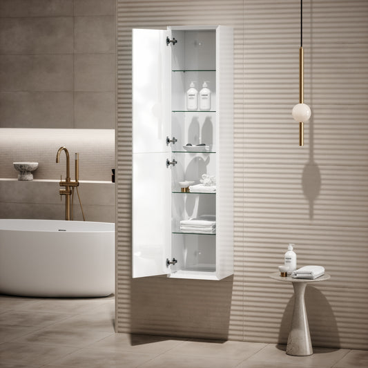 Volini Polished White Bathroom Storage Cabinet 350mm