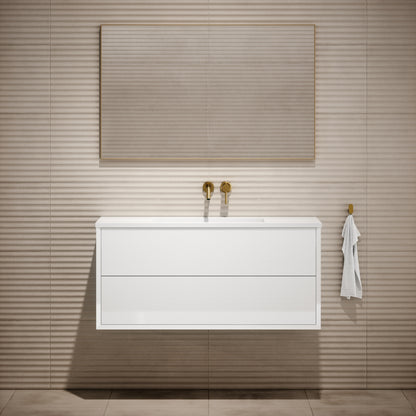 Volini Polished White Vanity Unit with Stone Basin 1200mm