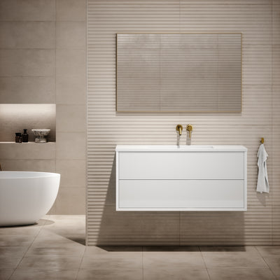 Volini Polished White Vanity Unit with Stone Basin 1200mm