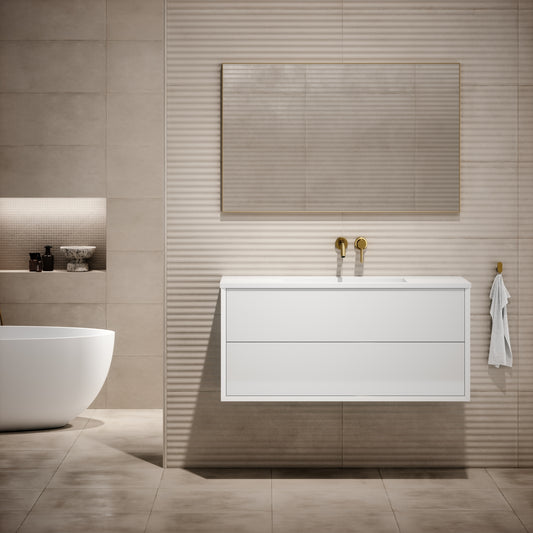 Volini Polished White Vanity Unit with Stone Basin 1200mm