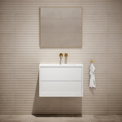 Volini Polished White Vanity Unit with Stone Basin 800mm