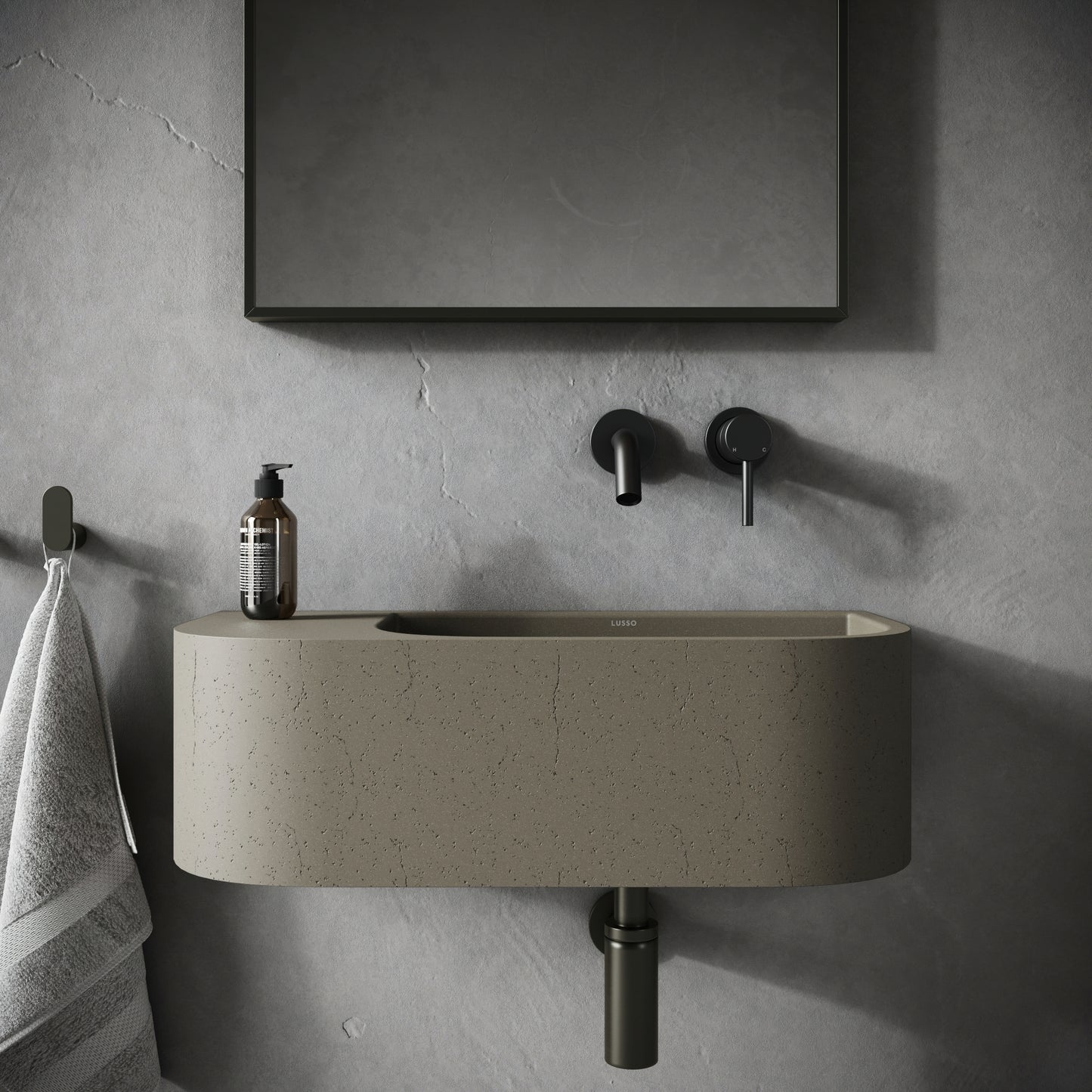 Voluto Concrete Wall Hung Basin 658mm