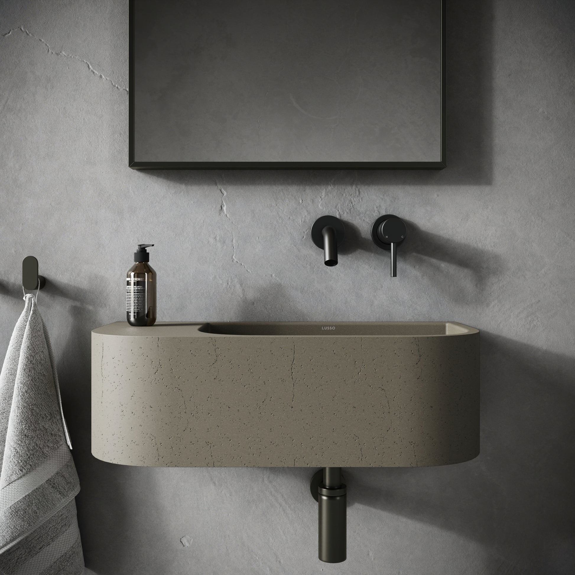 Voluto Concrete Wall Hung Basin 658mm