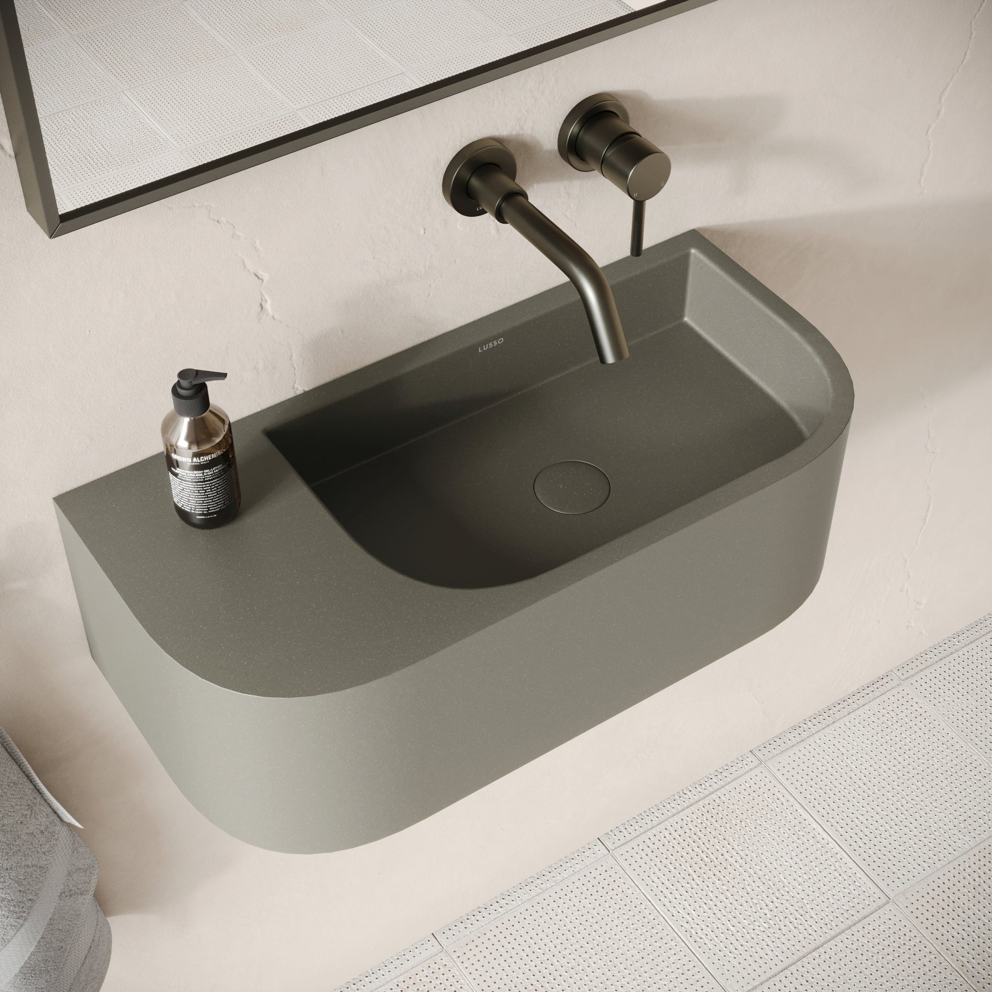 Voluto Oyster Concrete Wall Hung Basin 650mm