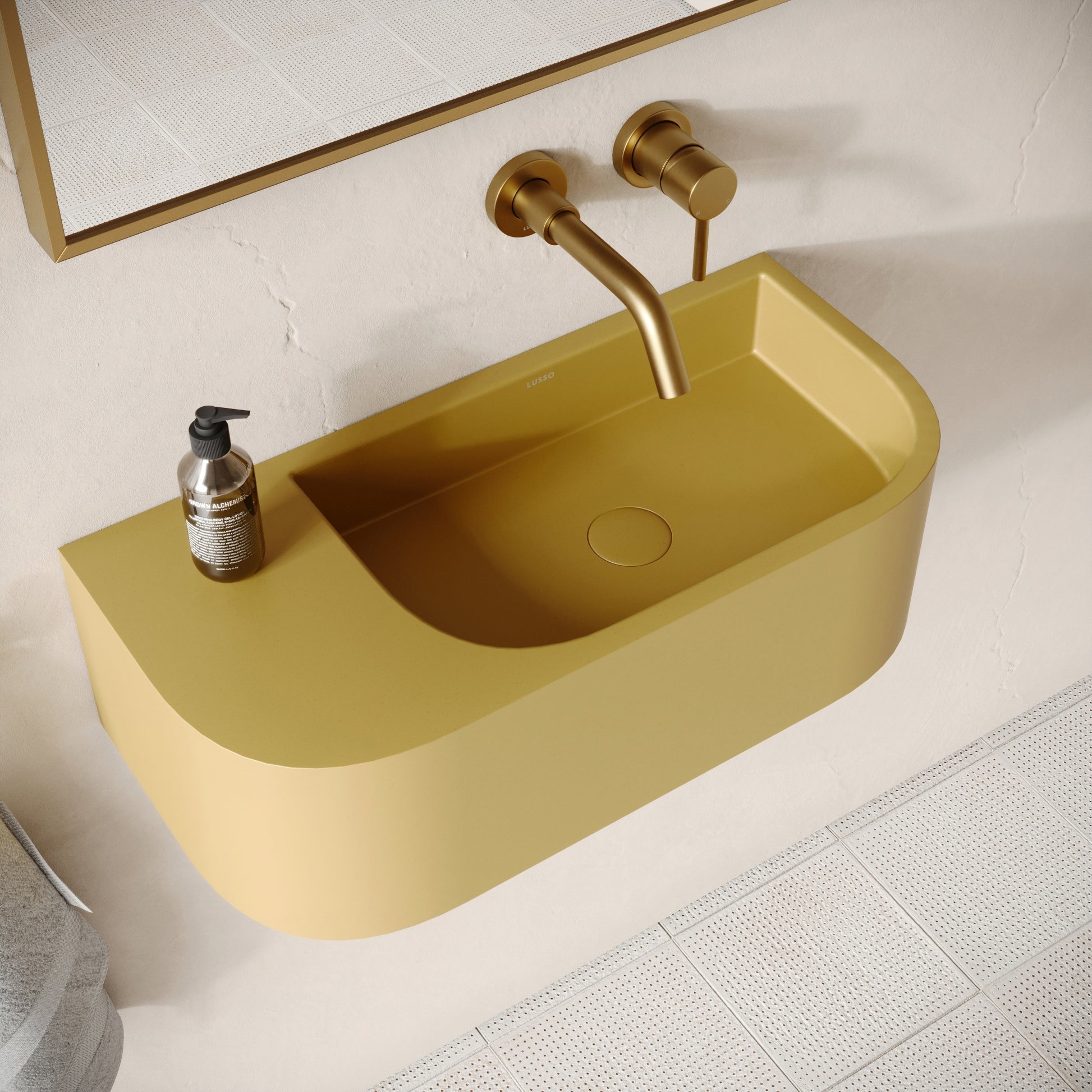 Voluto Saffron Concrete Wall Hung Basin 650mm