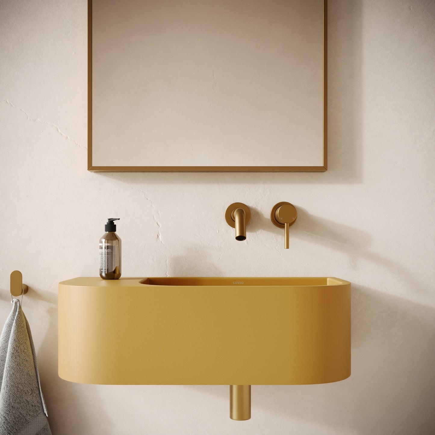 Voluto Saffron Concrete Wall Hung Basin 650mm