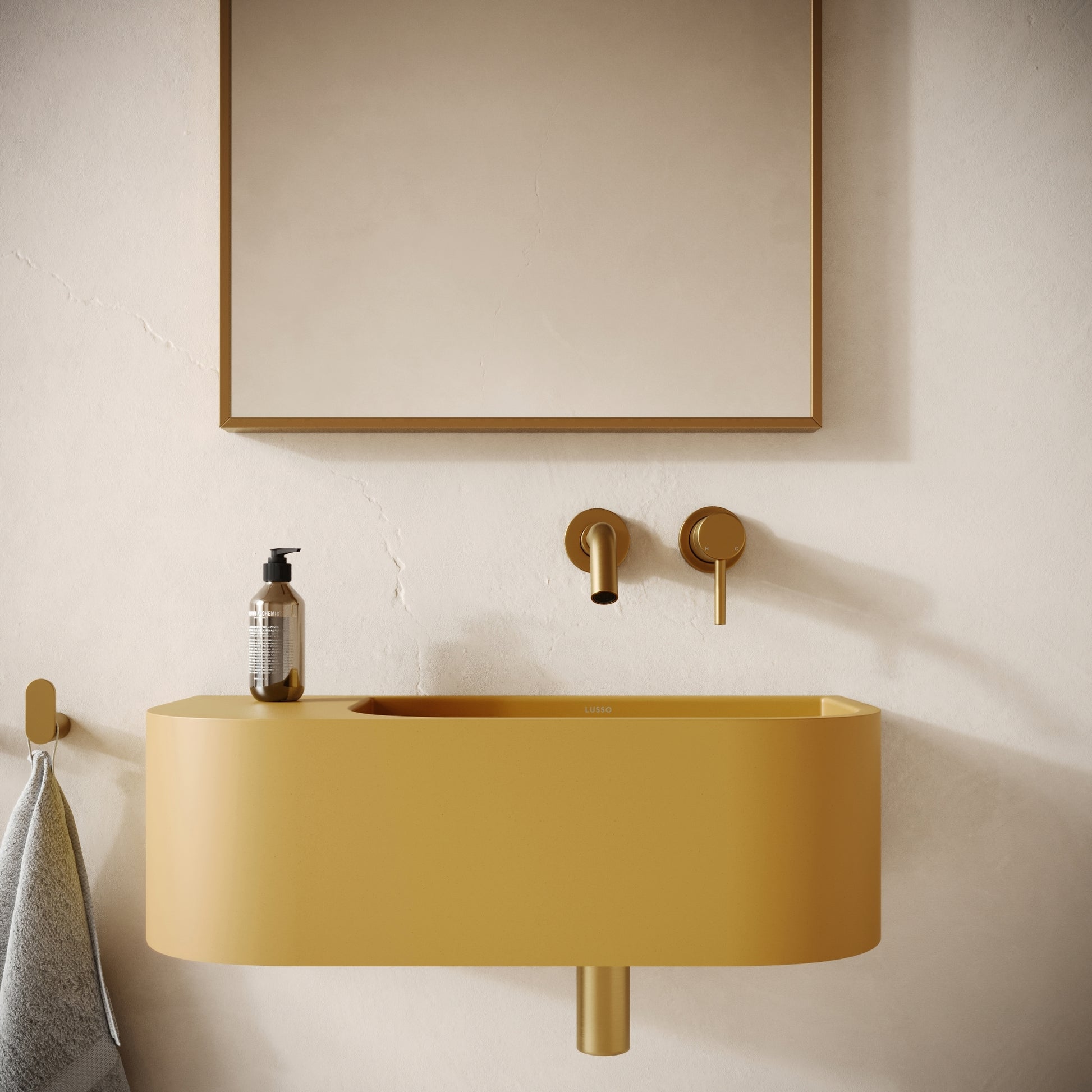 Voluto Saffron Concrete Wall Hung Basin 650mm