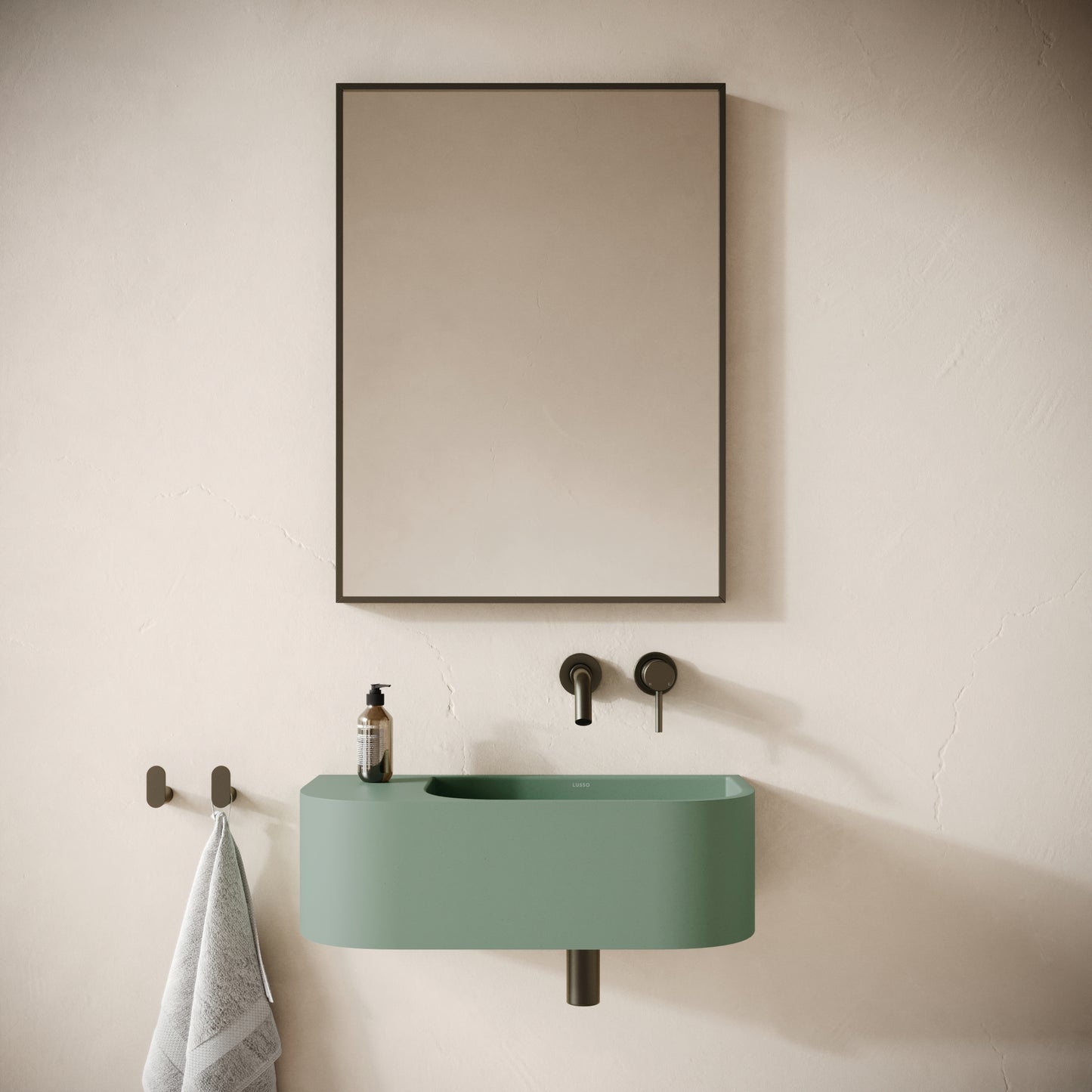 Voluto Seafoam Concrete Wall Hung Basin 650mm