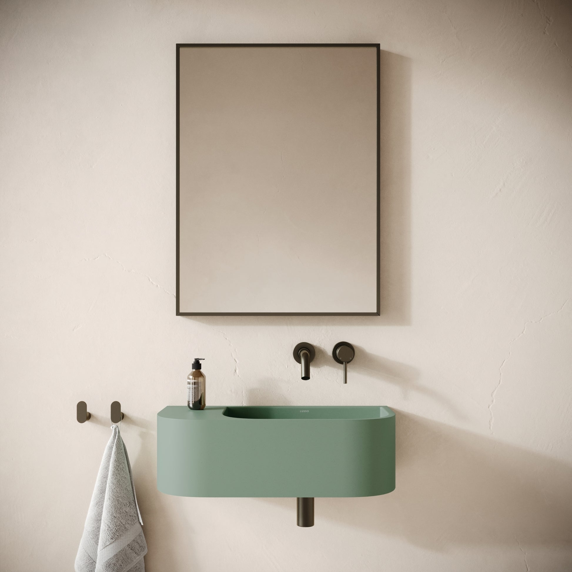 Voluto Seafoam Concrete Wall Hung Basin 650mm