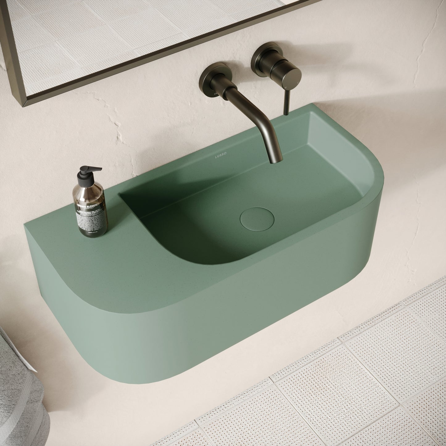 Voluto Seafoam Concrete Wall Hung Basin 650mm