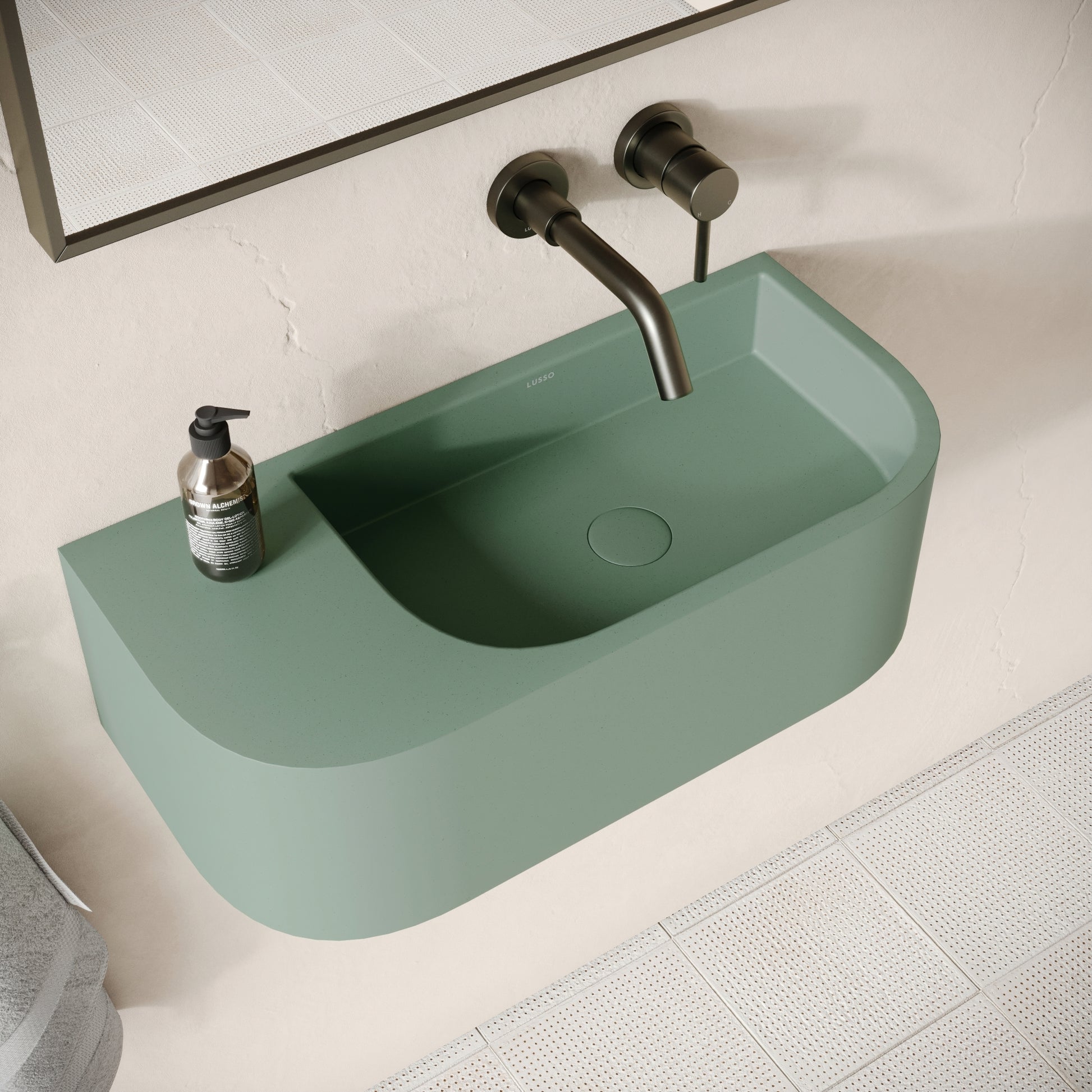 Voluto Seafoam Concrete Wall Hung Basin 650mm