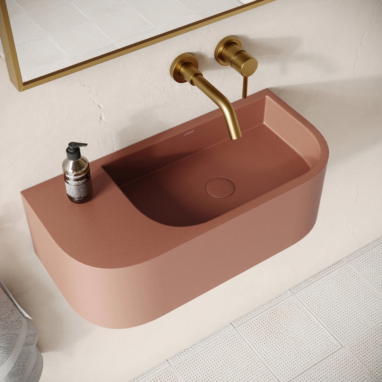 Voluto Terracotta Concrete Wall Hung Basin 650mm