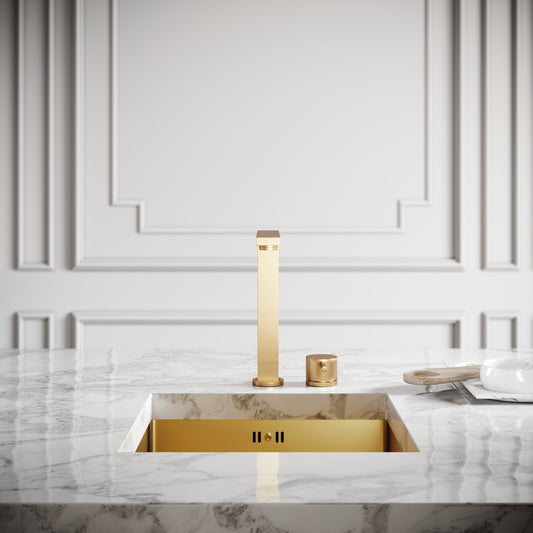 Vuito Modern Square Kitchen Tap Brushed Gold