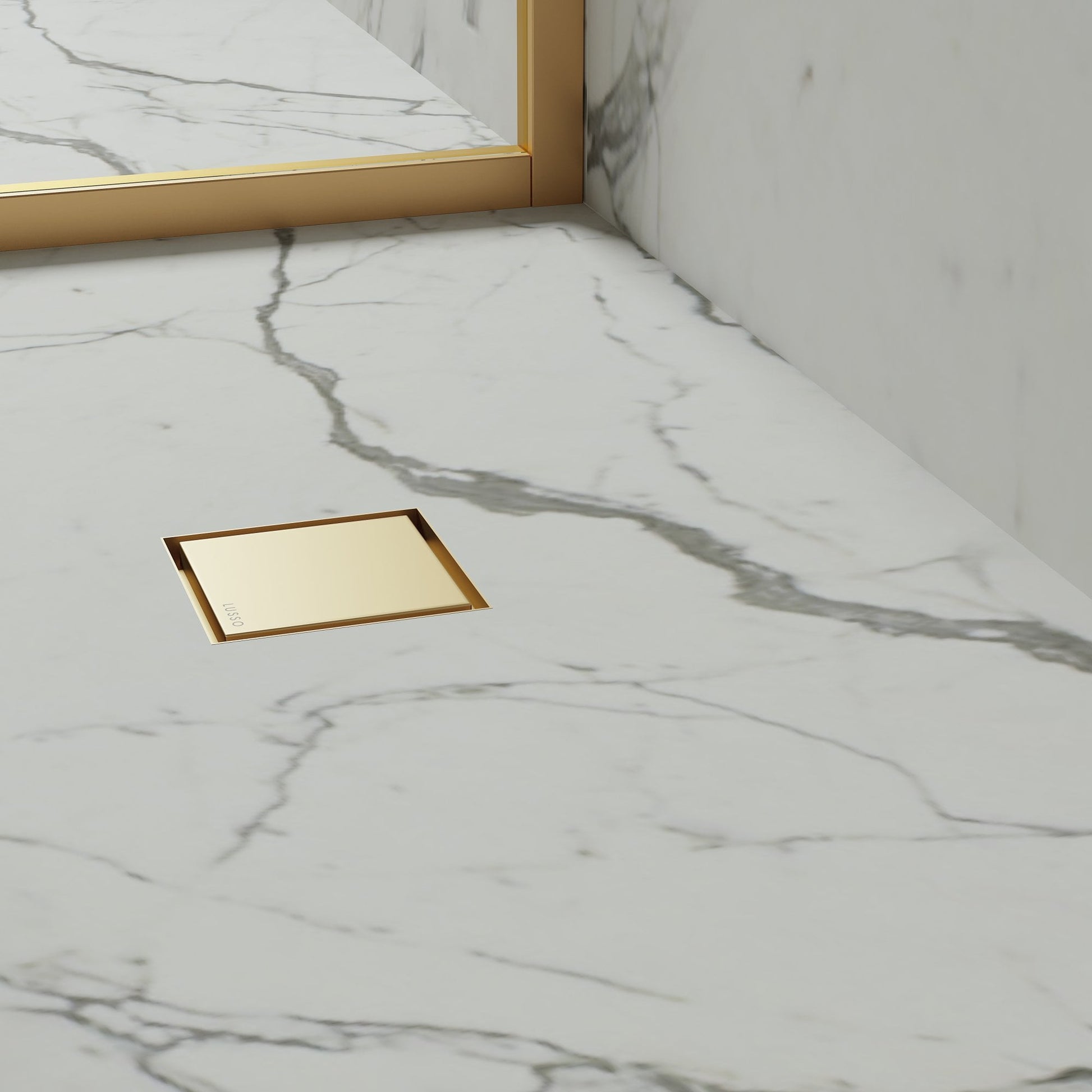 Wet Room Walk in Shower Tray Kit - Centre Drain + Tanking Kit + Brushed Gold Waste Kit (ALL SIZES)