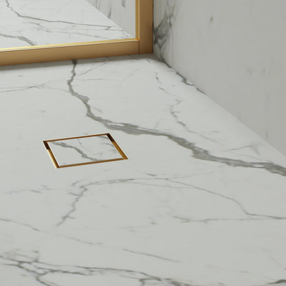 Wet Room Walk in Shower Tray Kit - Centre Drain + Tanking Kit + Brushed Gold Waste Kit (ALL SIZES)