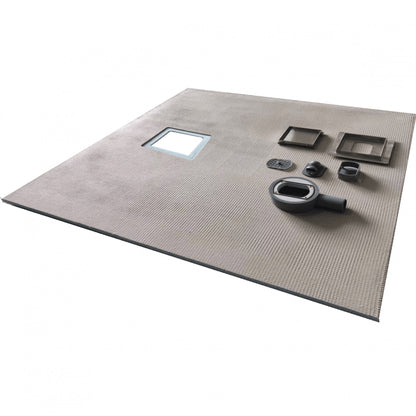 Wet Room Walk in Shower Tray Kit - Offset Drain + Tanking Kit + Brushed Gold Waste Kit (ALL SIZES)