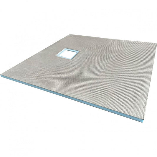 Wet Room Walk in Shower Tray Kit - Offset Drain + Tanking Kit + Brushed Stainless Waste Kit (ALL SIZES)