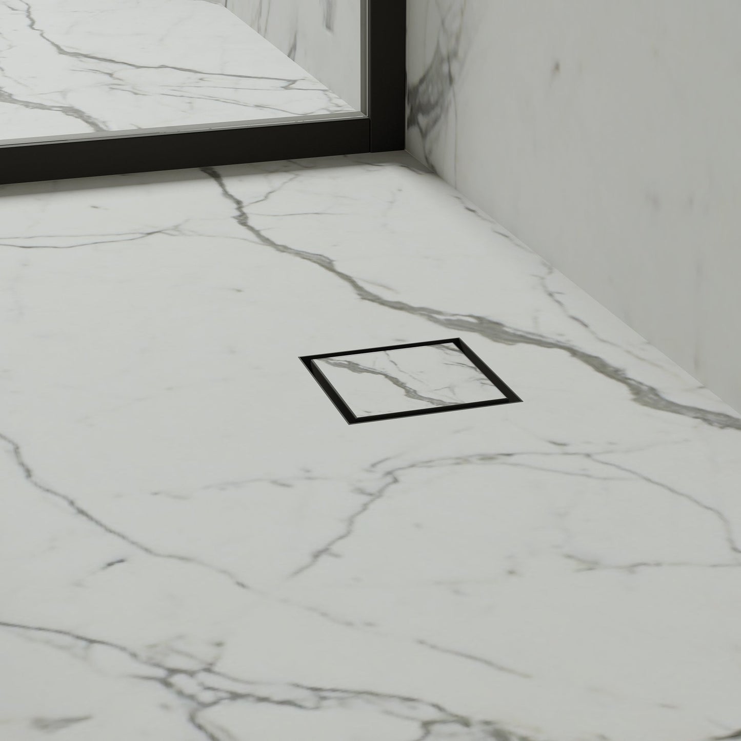 Wet Room Walk in Shower Tray Kit - Offset Drain + Tanking Kit + Matte Black Waste Kit (ALL SIZES)