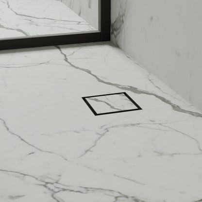 Wet Room Walk in Shower Tray Kit - Offset Drain + Tanking Kit + Matte Black Waste Kit (ALL SIZES)