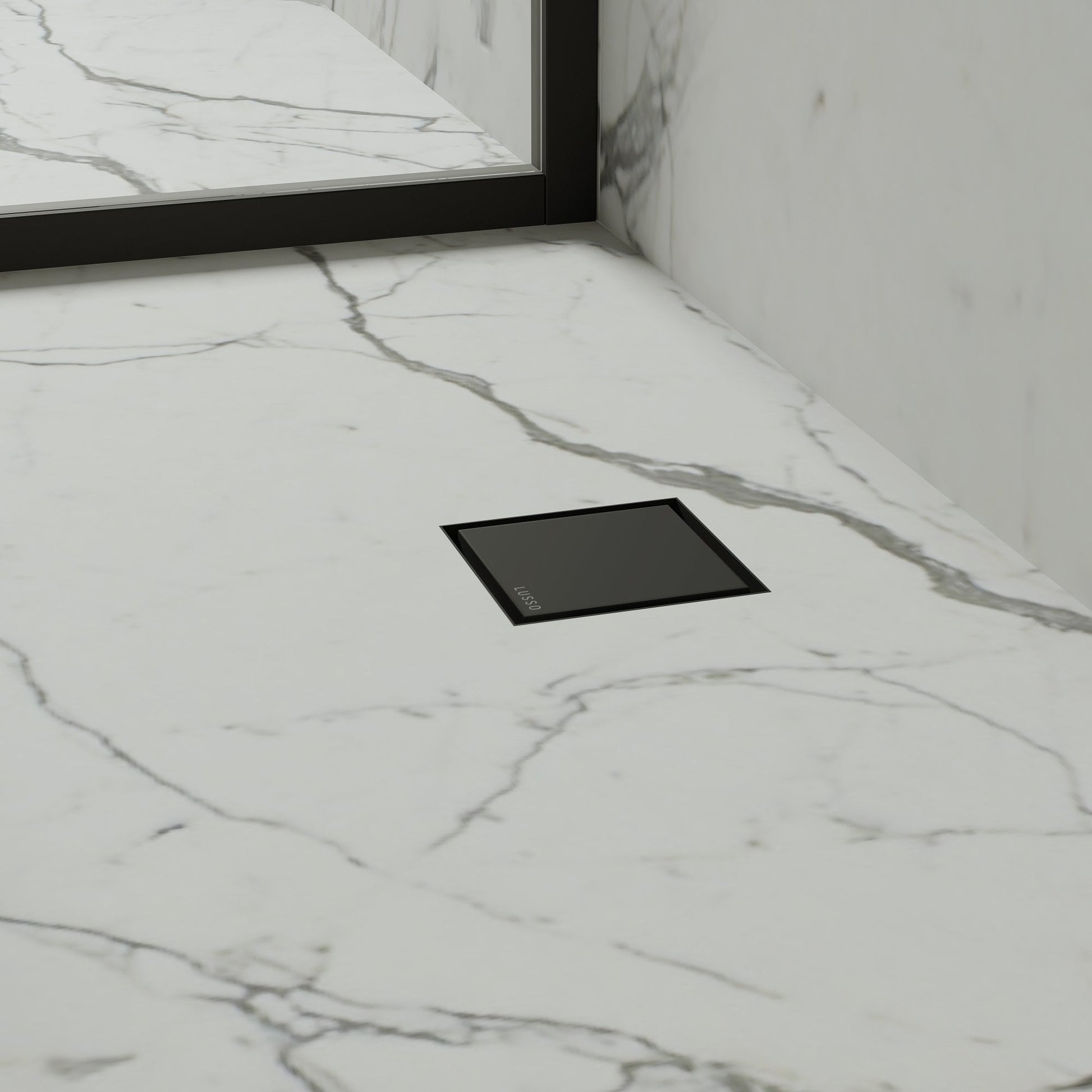Wet Room Walk in Shower Tray Kit - Offset Drain + Tanking Kit + Matte Black Waste Kit (ALL SIZES)