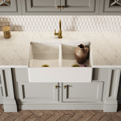 Windsor Large Double White Ceramic Butler Kitchen Sink 800mm