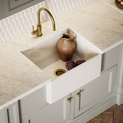 Windsor Single White Ceramic Butler Kitchen Sink 600mm