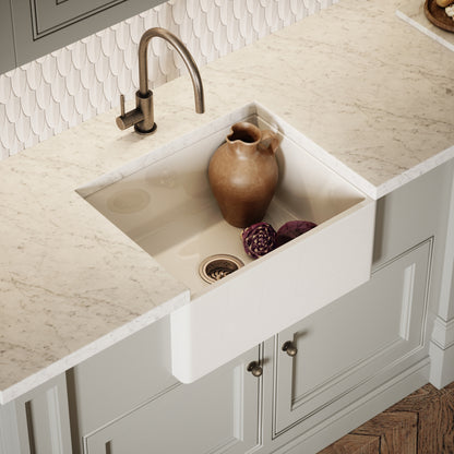 Windsor Single White Ceramic Butler Kitchen Sink 600mm