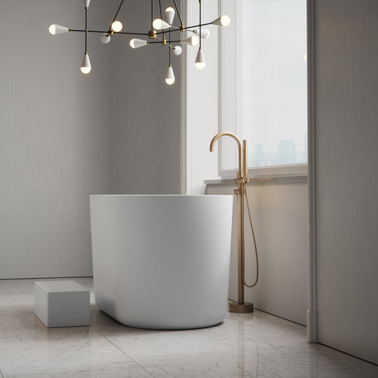 Zen Freestanding Japanese Soaking Bath with Step 1350mm