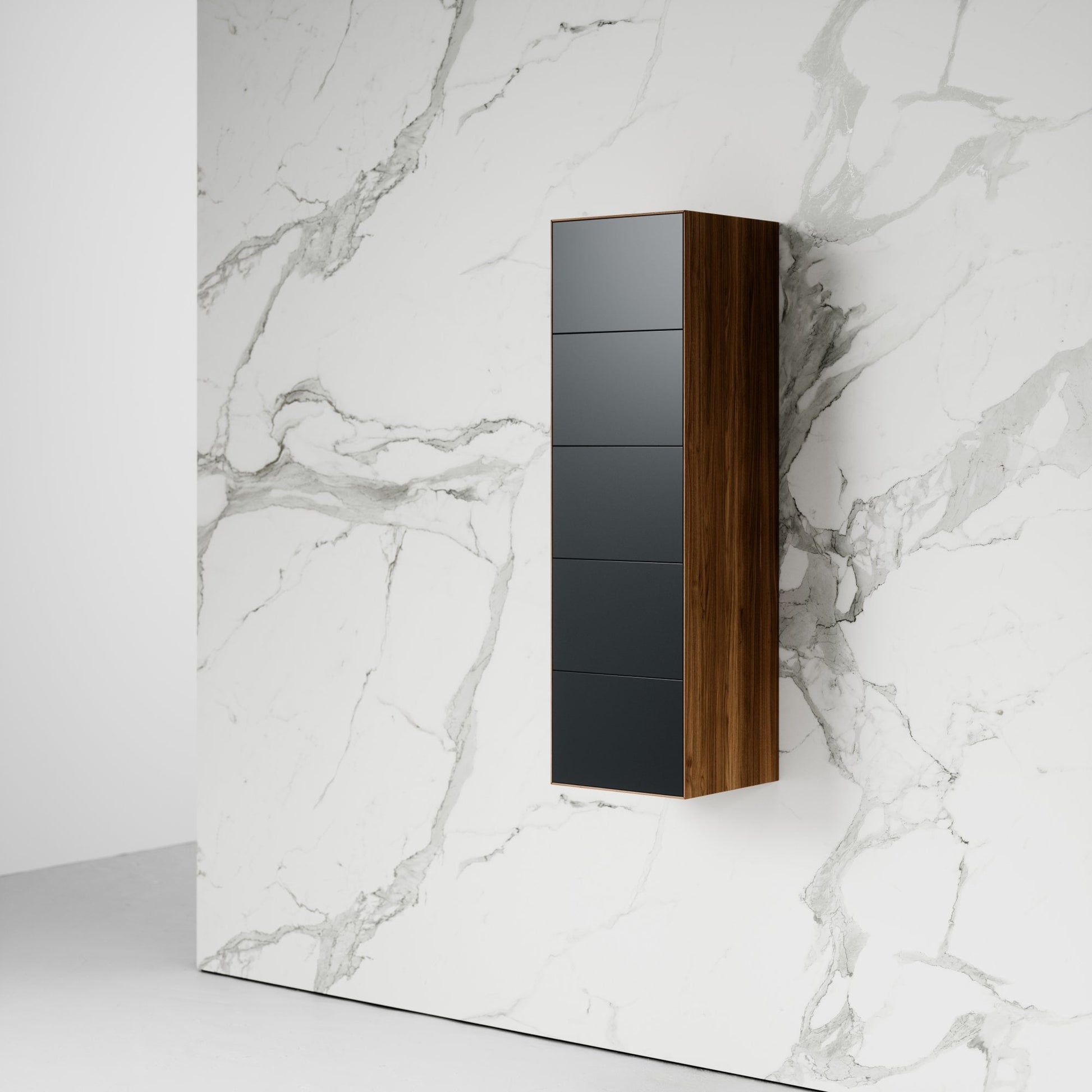 Zotto American Walnut and Black Anthracite Bathroom Storage Cabinet 1200mm
