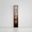 Zotto American Walnut Bathroom Glass Fronted Storage Cabinet with LED
