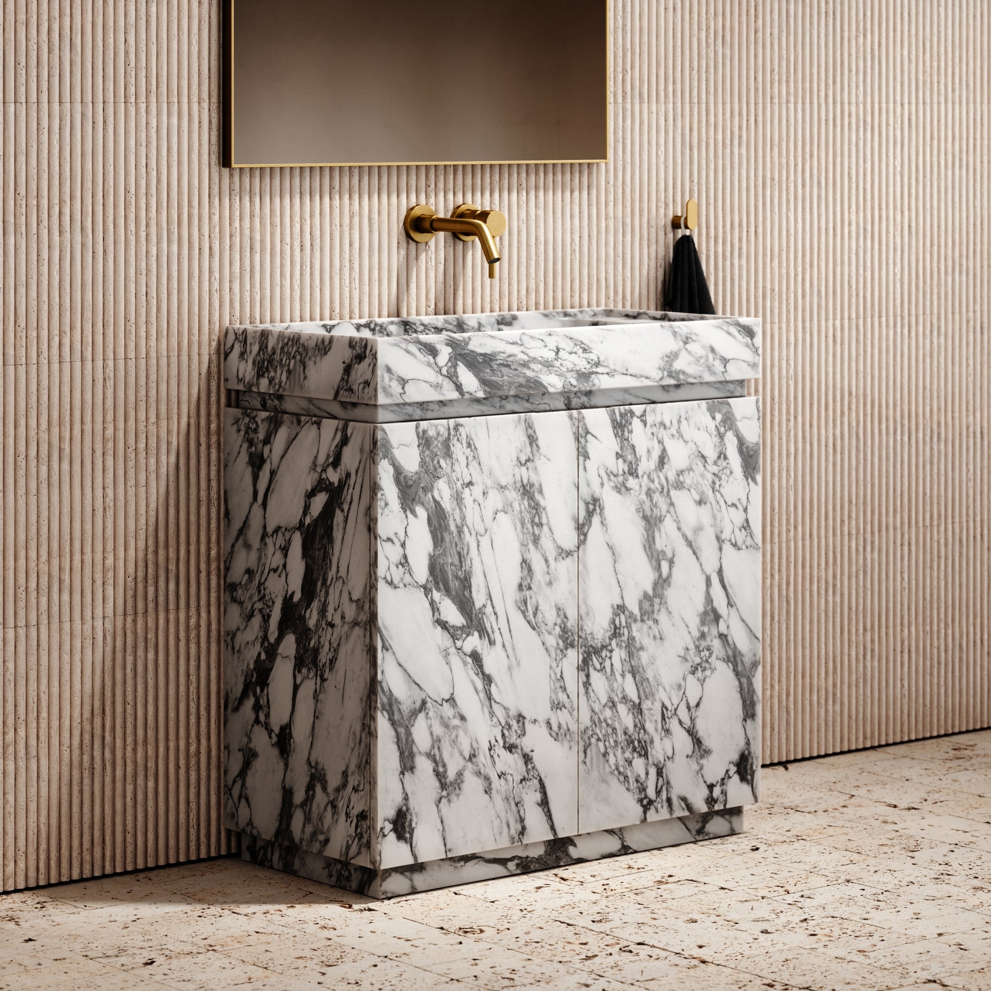 Marble Vanity Units For Bathroom 72" Freestanding Transitional Vanity