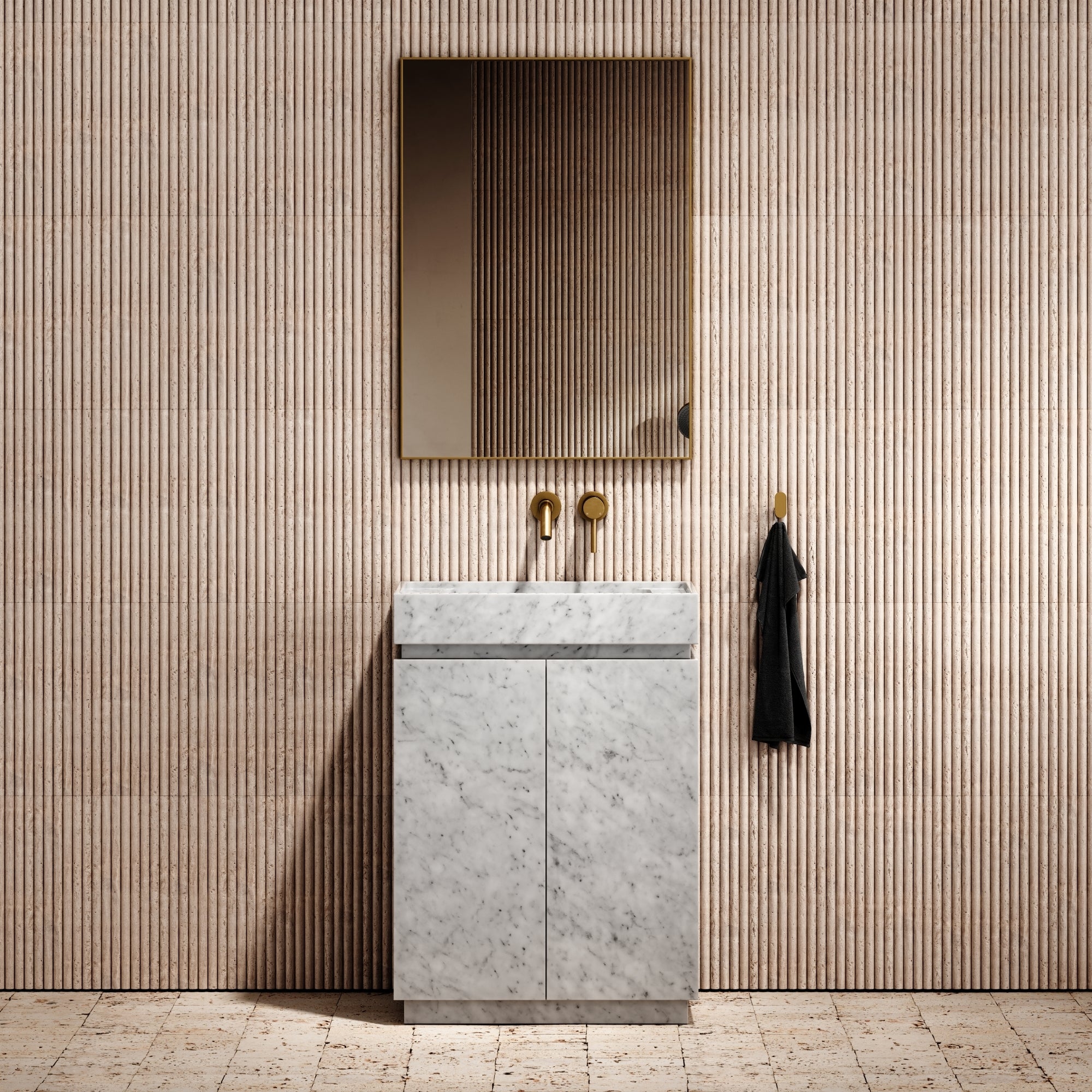 Artista Carrara Marble Bathroom Vanity Unit 600mm - LUSSO