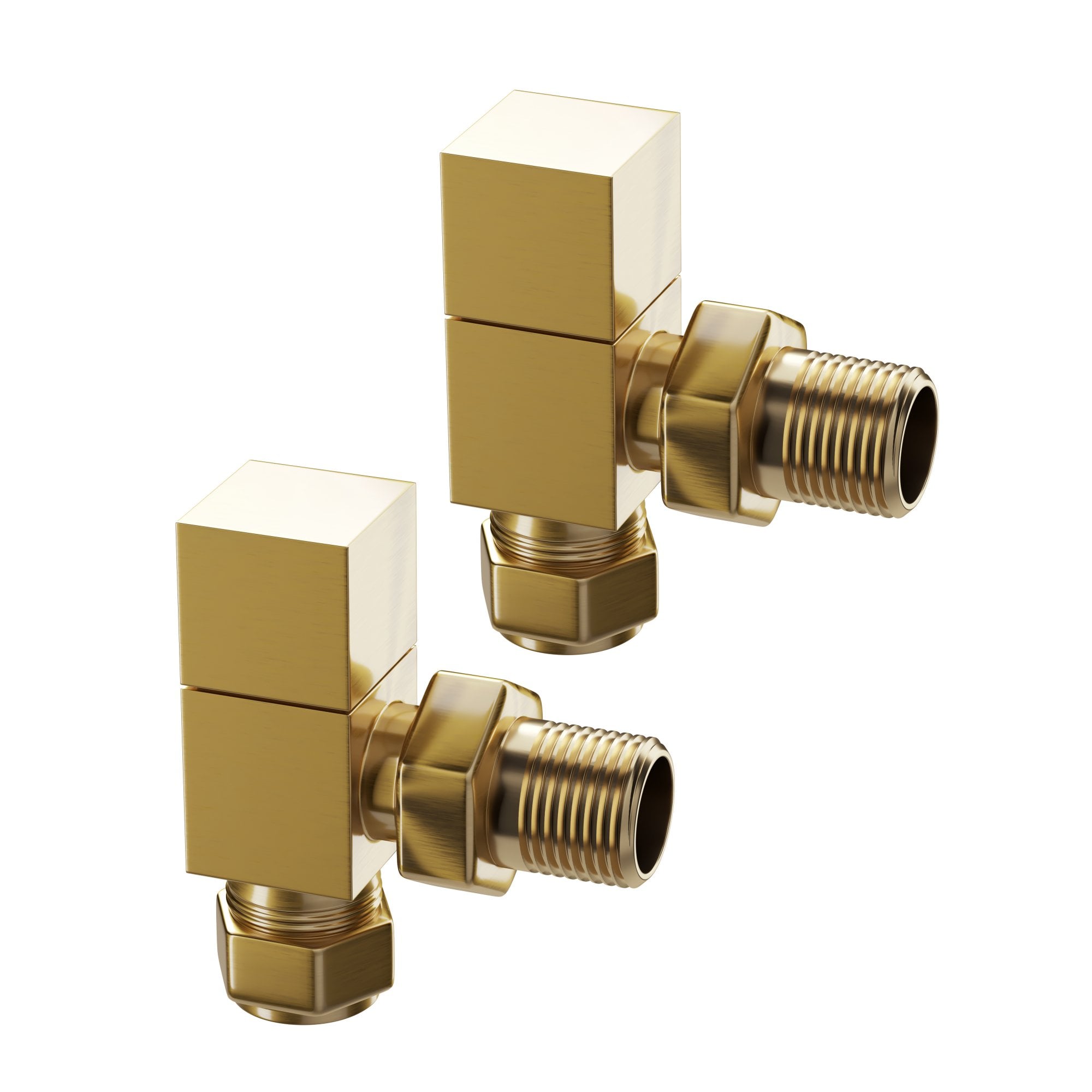 Brushed Gold Square Angled Radiator Valves LUSSO