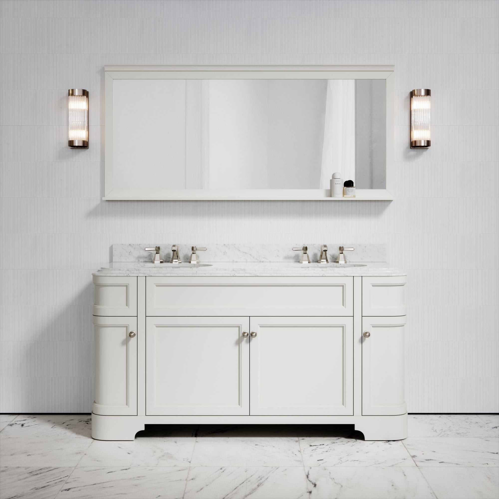 Connaught Carrara Marble Floorstanding Vanity Unit (Matte Cream) 1600