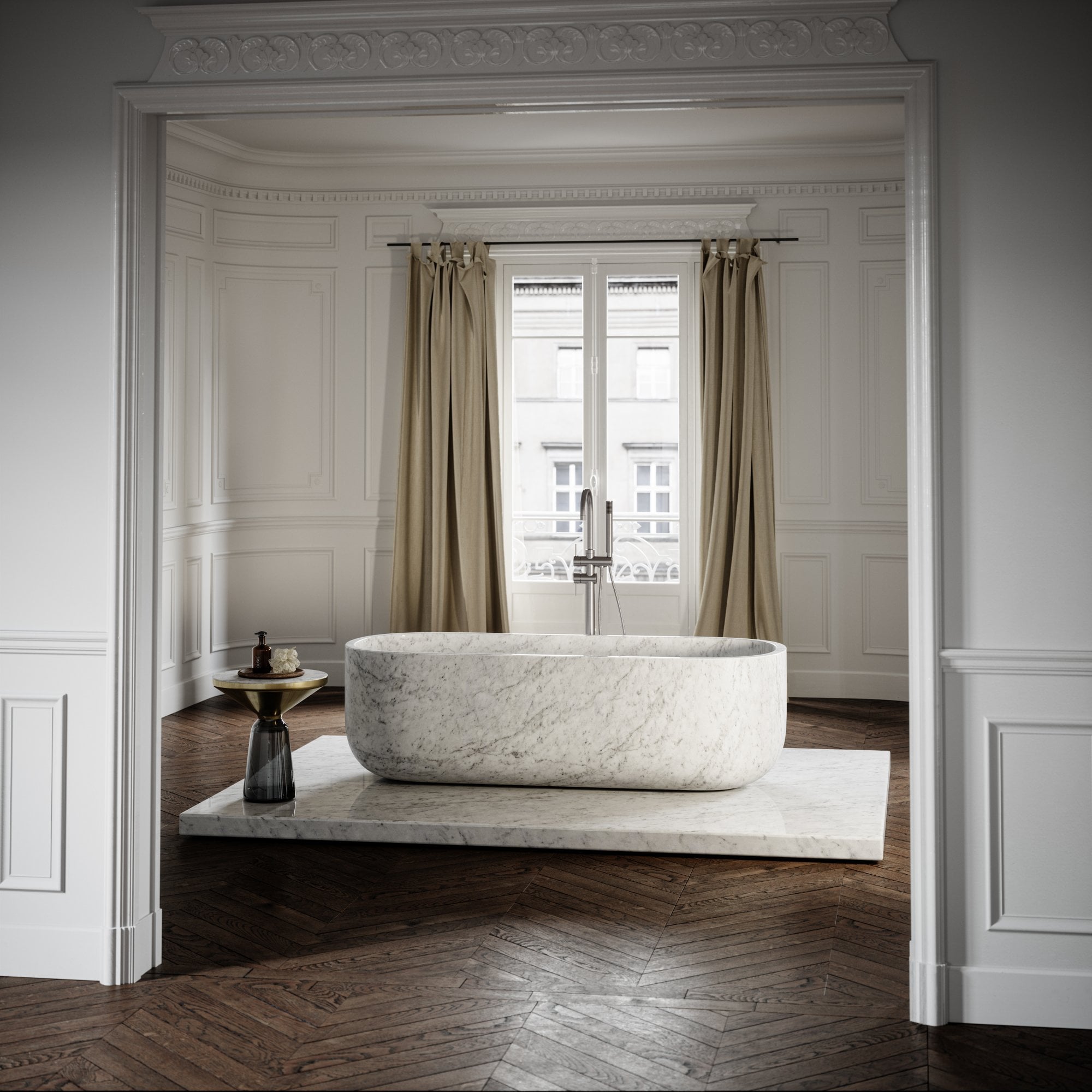 Carrara Marble Designo Freestanding Stone Bath 1780 mm LUSSO
